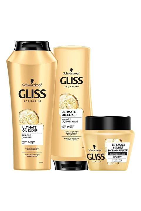 Gliss Ultımate Oıl Elıxır Şampuan 525 ml + Saç Kremi 360 ml + Maske 300 ml