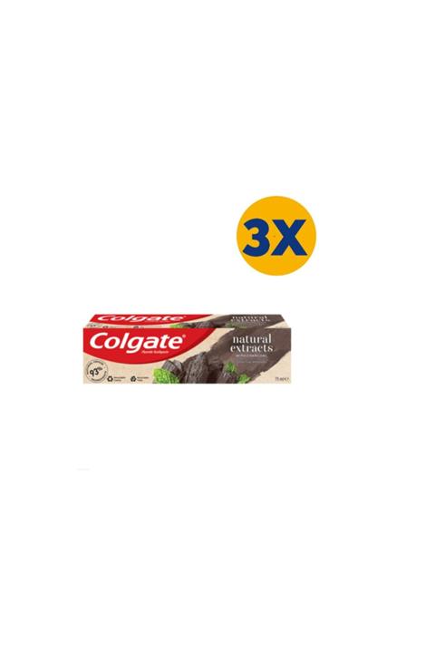 Colgate Natural Extracts Aktif Karbon Florürlü Diş Macunu 75 Ml 3x Adet