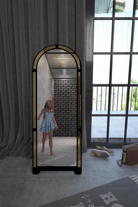 fatma keskinoğlu ikizler çeyiz Trend Boy Aynası 180x68 Siyah Gold Pleksi