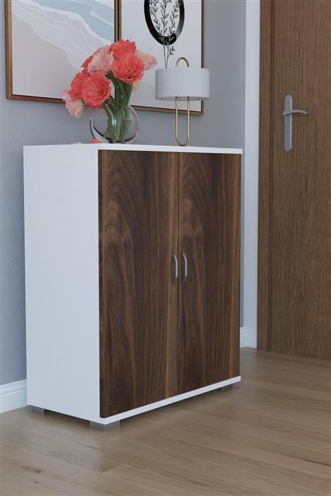 Remaks 2 Kapaklı 4 Raflı Ayakkabılık Çok Amaçlı Dolap Ceviz