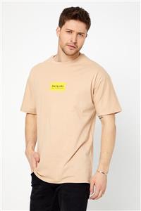 BACKMAN Unisex Helsinki Yazılı Bej Renk Oversize T-shirt