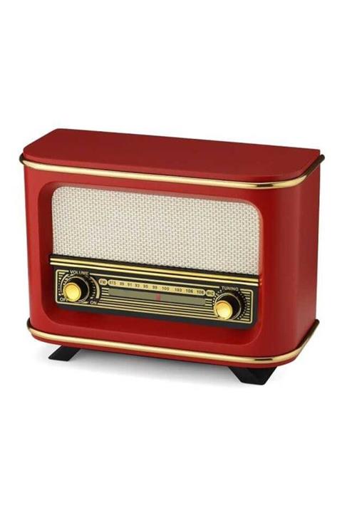 LAUREL DREAM Ahşap Şarjlı Nostaljik Radyo Kırmızı