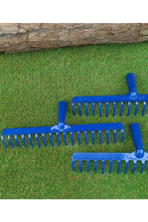Doğalsan Tarım Tırmık Demir Tırmık 3 Adet 18 Diş Yaprak Toplama Tırmığı Bahçe Tırmığı Çim Toplama Tırmığı