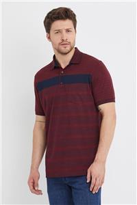 ENQUE Erkek Cepli Desenli Polo Yaka Tişört Bordo