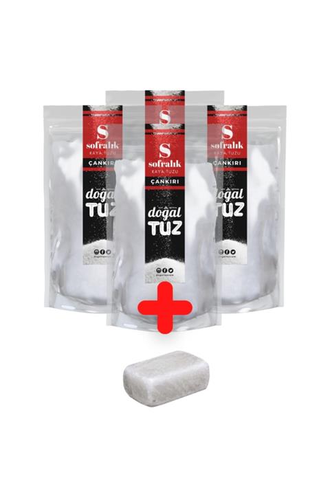 Doğaltuz Bundle Set - Çankırı Kaya Tuzu Ince Tip (4x1000gr) + Hediye Tuz Sabunu 1 Adet - Doğal Tuz