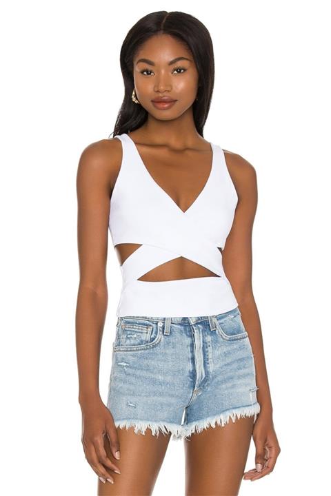 By Kul Design Kadın Beyaz Göğüs Dekolte Crop Top