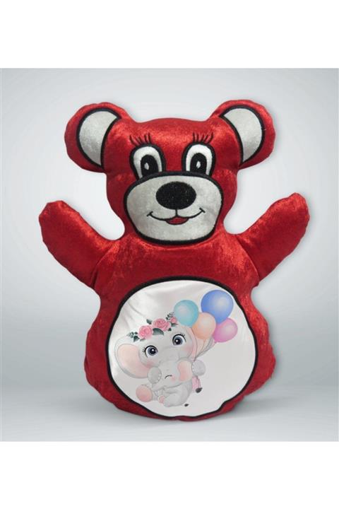 BK Gift Sevimli Fil Tasarımlı Kırmızı Ayıcık Yastık 8