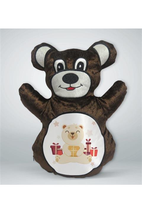 BK Gift Sevimli Ayıcık Tasarımlı Kahverengi Ayıcık Yastık