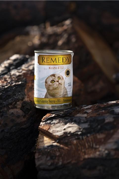 REMEDY 24'lü Premium Kuzu Etli Kıyılmış (Gümüş Suyu Ilaveli) Yetişkin Kedi Konservesi 24x415 gr.
