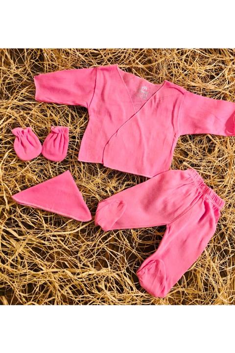 MİSİMOSİ BABY Yeni Doğan Bebek Pembe %100 Pamuk Iç Zıbın Seti