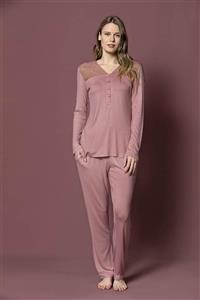 MONAMİSE Pijama Takım Uzun Kollu Pembe 19k19215