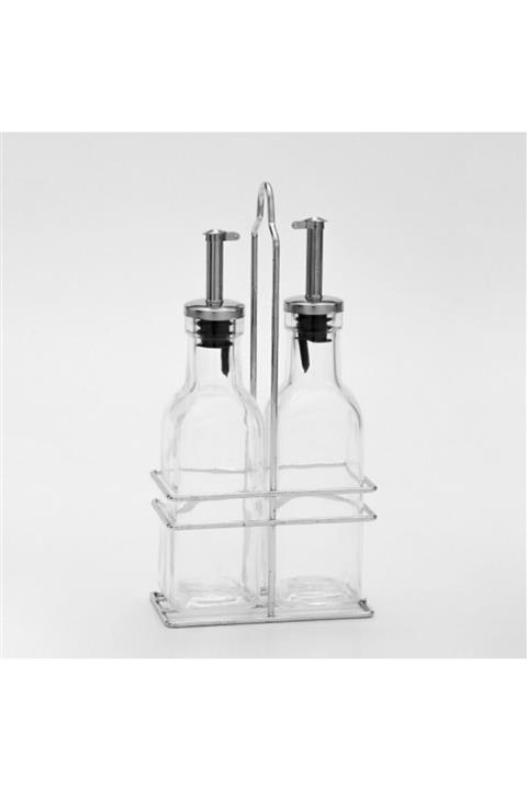 Fame Kıtchen 2li Mini Cam Yağlık Sirkelik Metal Standlı