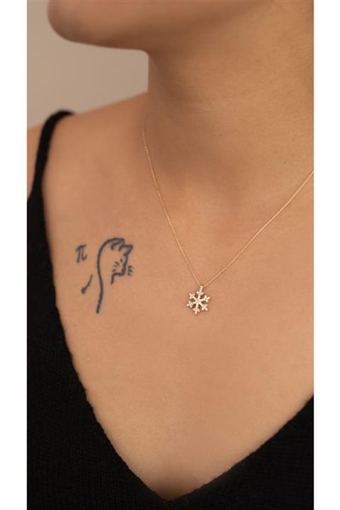 YAVUZ KUYUMCULUK Altın Taşli Kar Tanesi Kolye