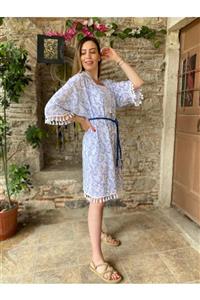 AYSEL SUCUOĞLU Kadın Kimono,pareo,beyaz ,pamuklu Plaj Giysisi