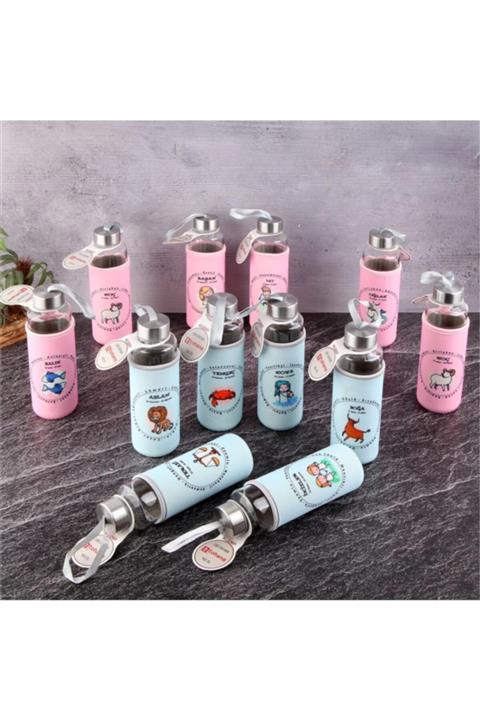 Tohana Burçlu Kılıflı Cam Matara