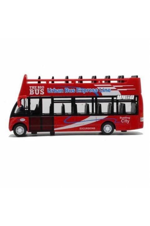 KIZILKAYA Çekbırak Otobüs Oyuncak Otobüs Oyuncak 2 Katlı Otobüs Üstü Açık Scntoys