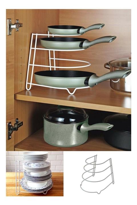 Pink Cat Kitchen Dolap Içi Tava Rafı - Beyaz