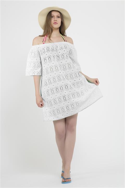 Expe Trend Kadın Beyaz Brodeli Tunik