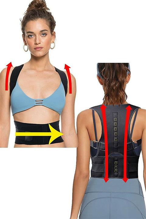 Markafox Unisex Siyah Medikal Kamburluk Engelleyici Dik Duruş Korsesi Siyah Ortopedik Manyetik Korse