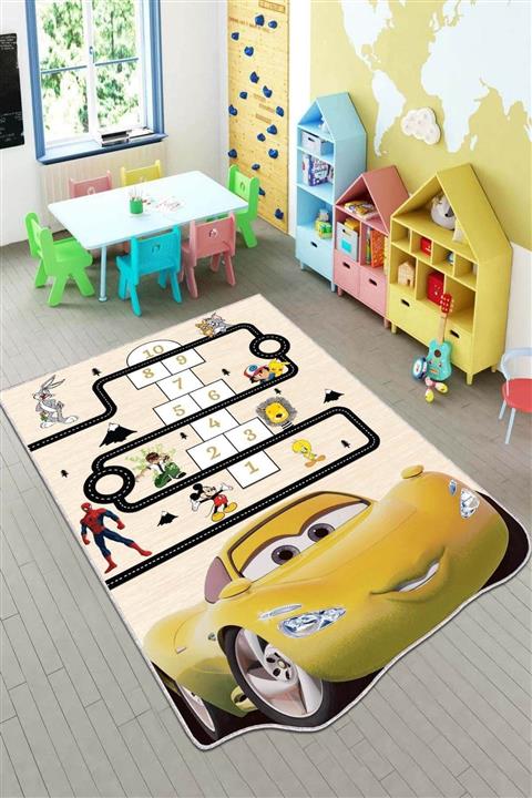 NeluxHome Lazer Kesim Kaymaz Taban Makinede Yıkanabilen Şimşek Mcqueen Çocuk Halısı Ar161
