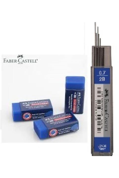 Faber Castell 5 Adet 0,7 Uç + Mavi Sınav Silgisi 5 Adet Set
