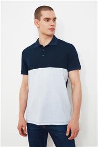 TRENDYOL MAN Lacivert Erkek Regular Fit Kısa Kollu Renk Bloklu Polo Yaka T-shirt TMNSS21PO0088