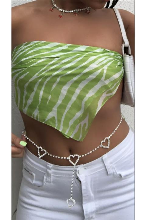 HEVI'S Taşlı Kemer Kalp Silver