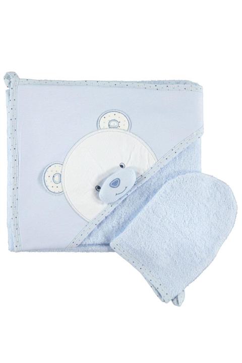 Coco Store Albimini Minidamla Ayılı Bebek Banyo Havlusu 41739 Mavi