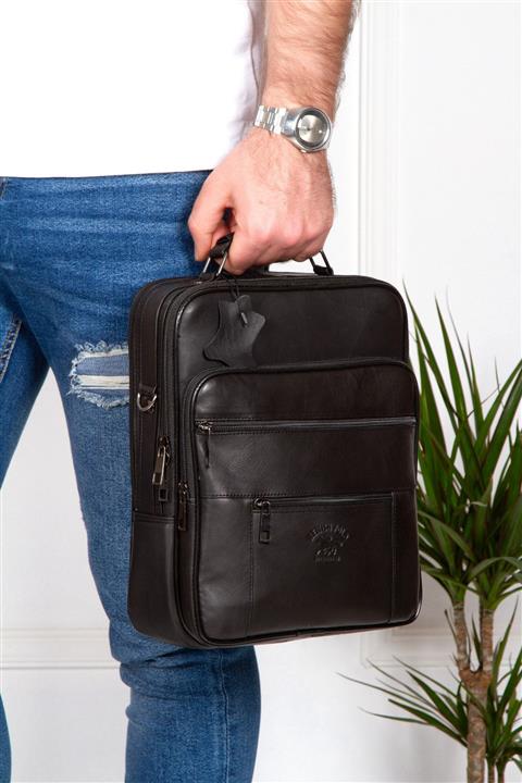 Newish Hakiki Deri Erkek Çelik Kasalı El Ve Omuz Çantası 23x29cm