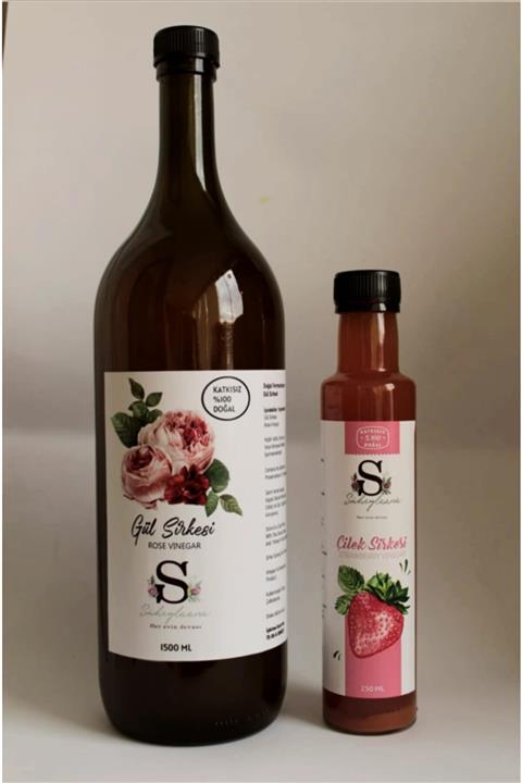 Süheylaana Doğal Gül Sirkesi 1500 ml Ve Doğal Çilek Sirkesi 250 ml