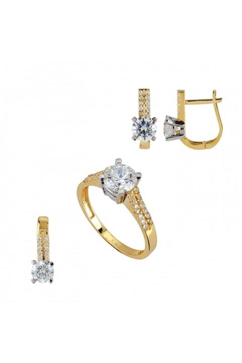 TRENDTAKI Altın Tektaş Üçlü Takım