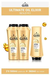 Gliss Ultimate Oil Elixir Şampuan 500 Ml X 2 Adet + Saç Kremi 360 Ml