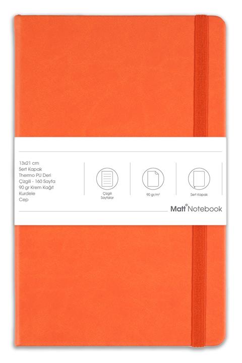 Matt Notebook 13x21 Lastikli Defter Çizgili Turuncu