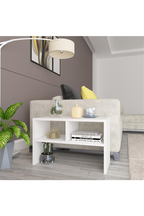 EraHome C Sehpa Masa Çok Amaçlı Yan Sehpa Beyaz
