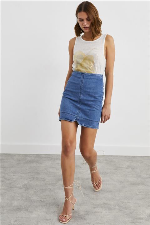 adL Kadın Mavi Jean Mini Etek