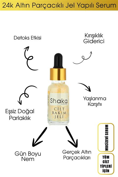 SHAKA 24k Altın Parçacıkları İle Yoğun Nem Sağlayıcı Profesyonel Cilt Bakım Serumu 20 ml