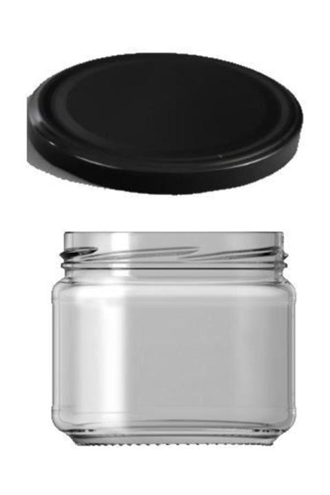 Şişecim Siyah Kapaklı Magnolia Cam Kavanoz 330 cc 12 Adet