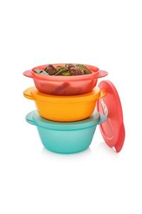 Tupperware Mikrodalga Fırın Isıtma Kabı 3lü Set 400+600+800 Ml