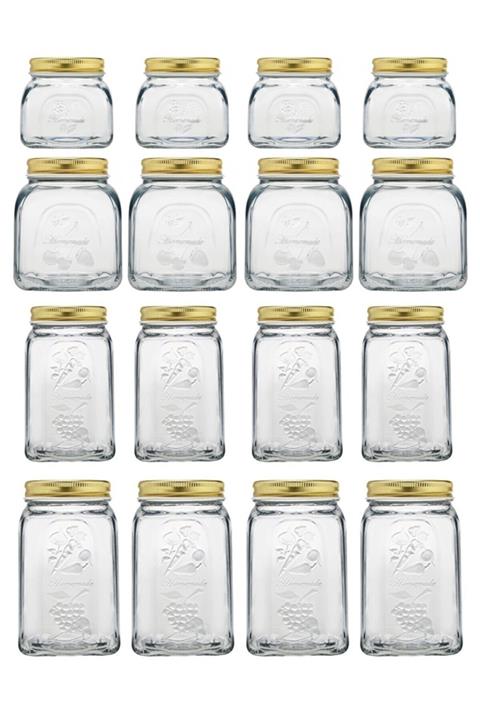 Paşabahçe Homemade Dev Kavanoz Seti -16 Parça (4x300cc-4x500cc-4x1000cc-4x1500cc)