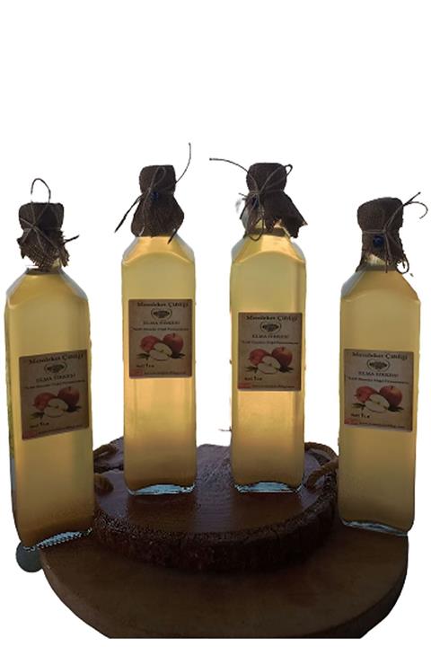 Memleket Çiftliği Doğal Fermente Elma Sirkesi 1 Lt X 4 Cam Şişe