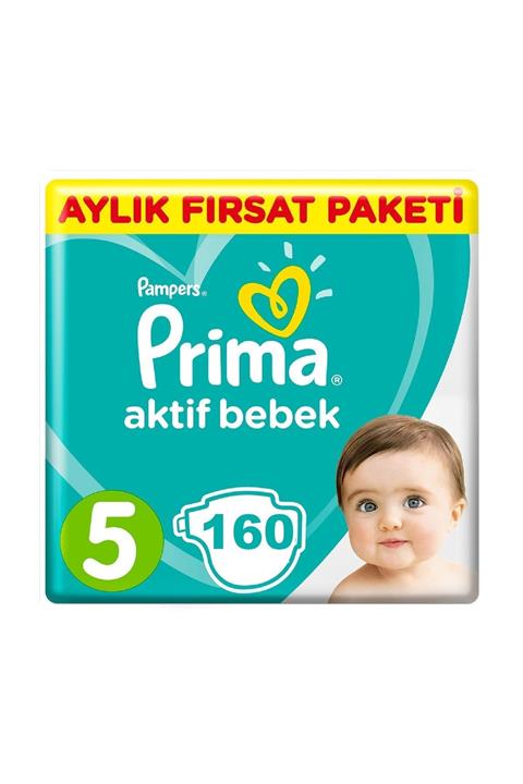 Prima Bebek Bezi Aktif Bebek 5 Beden Aylık Paket 160 Adet