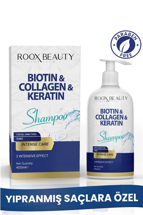 Roox Beauty Biotin - Kolajen - Keratin Katkılı Yıpranmış Saçlara Özel Bakım Şampuanı 400 ml