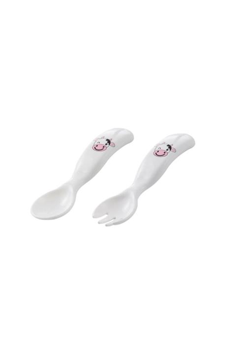 Mamajoo Desenli Kaşık Çatal Seti / Pembe Inek