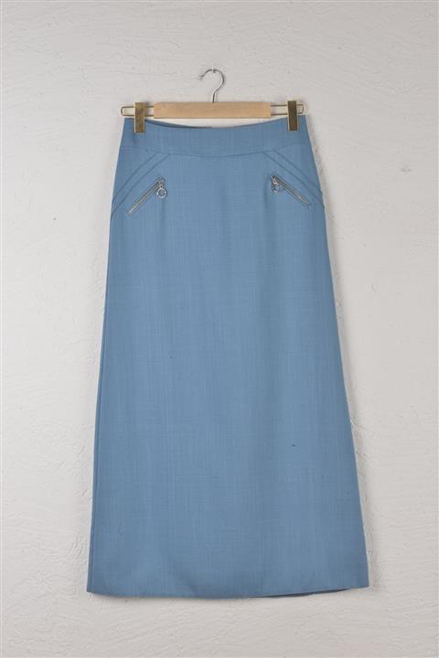 TRENDPARK Kadın Cep Fermuar Modelli Etek