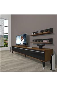 Decoraktiv Ceviz Siyah Eko 4 Mdf Std Silver Tv Ünitesi Tv Sehpası