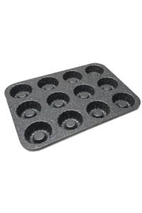 ThermoAD Granit Döküm Kek Kalıbı 12'li Muffin Kek Kalıbı 35*26 Cm