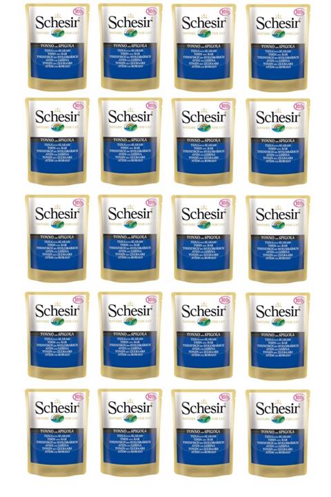 Schesir Ton Balıklı Ve Levrekli Kedi Yaş Mama 100 Gr. X 20 Adet