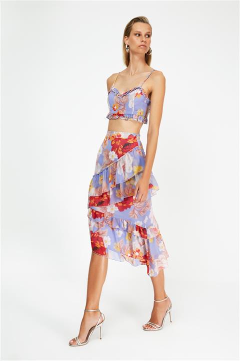 TRENDYOLMİLLA Çok Renkli Volanlı Etek TPRSS21ET0455