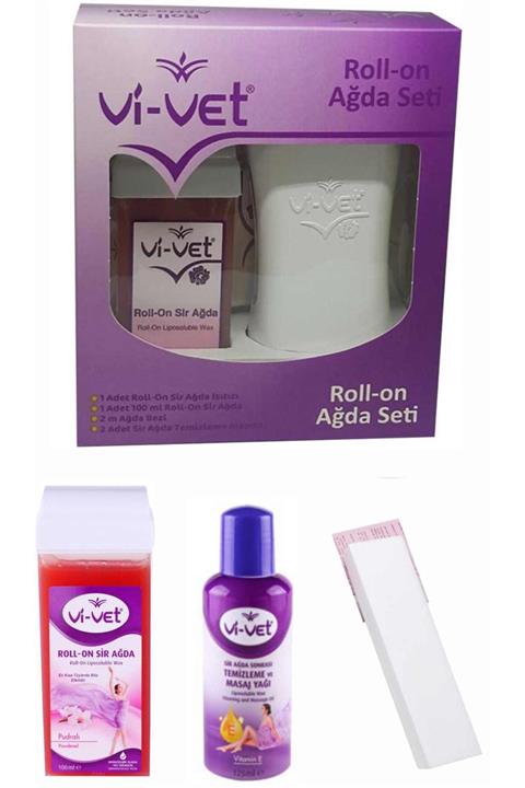 Vivet Kartuş Rollon Makine Set+1 Pudralı Kartuş Ağda+10 Mt Bez+temz.yağı 125ml