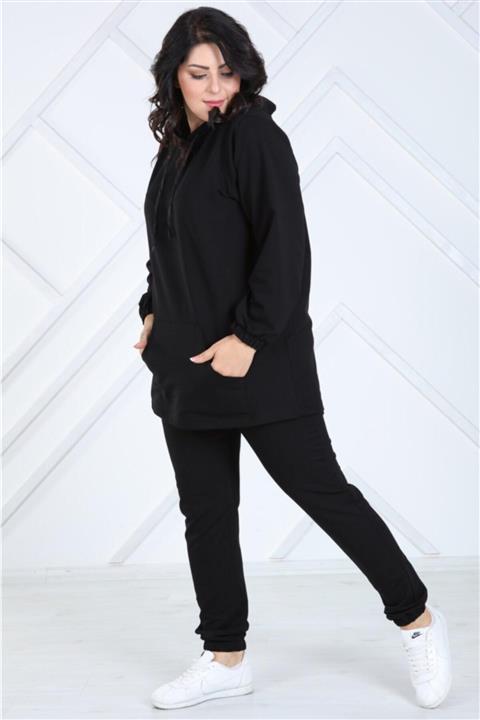 EMEZ Kadın Büyük Beden Iki Iplik Kumaş Eşofman Takımı